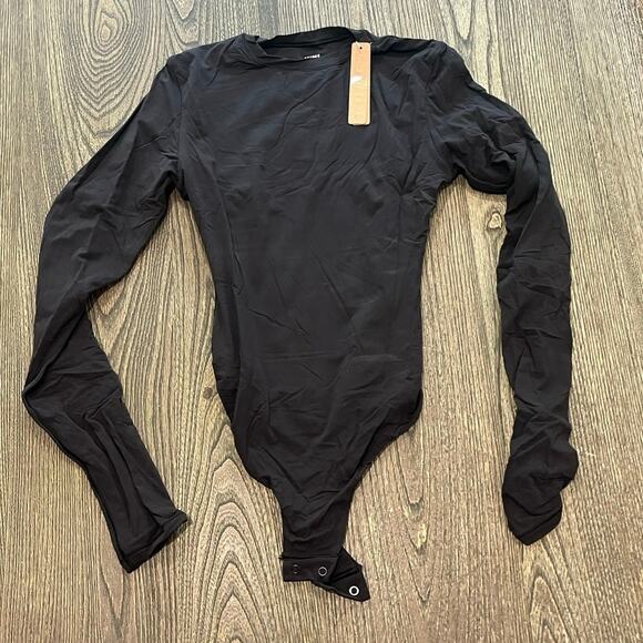 NWT Skims Fits Everybody Long Sleeve Crew Neck Bodysuit Stretch Onyx Size XS - Picture 1 of 5